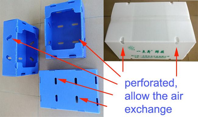 공기 교환을 허용하는 관통되는 플라스틱 상자